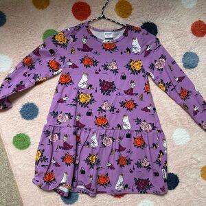 MOOMIN print Purple Long Sleeve Dress - from Finland size 6-7, 123